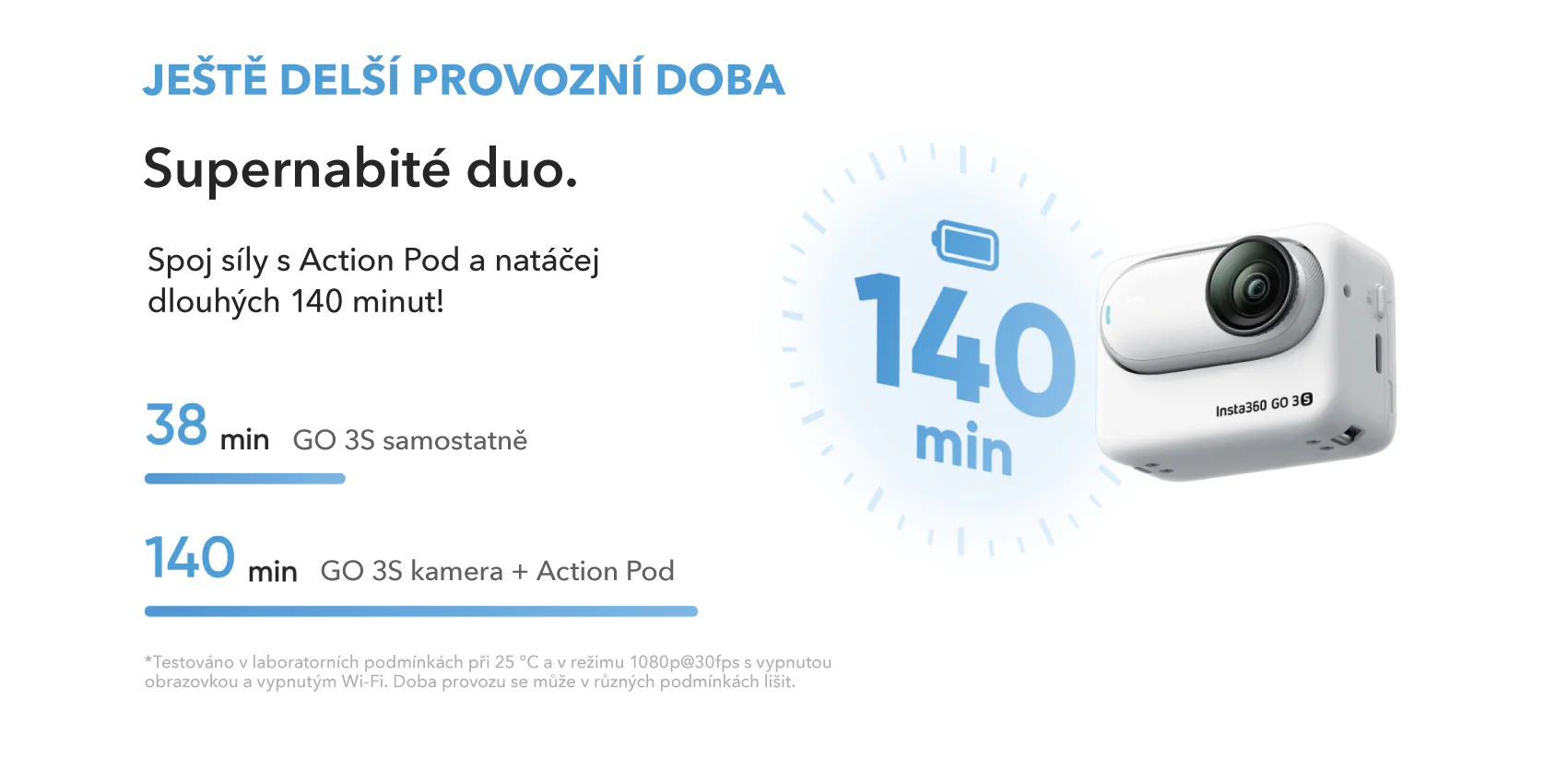 Insta360 Go 3s dlouhá provozní doba
